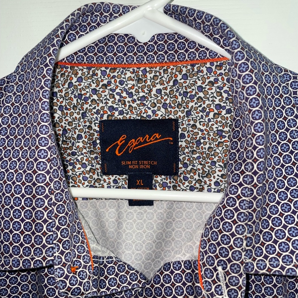 Egara Navy and White Geometric Shirt
